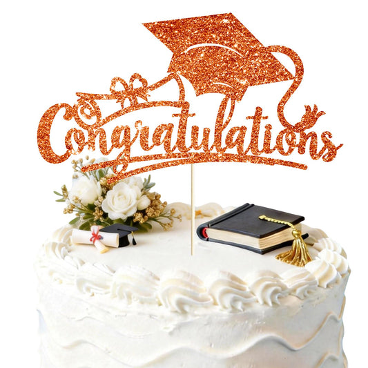 Congratulations 2026 Graduation Cake Topper Red Glittery Class of 2026 Cake Topper Congrats Grad Party Cake Decor for 2026 Senior High School College Grad Party Supplies Decorations BST220
