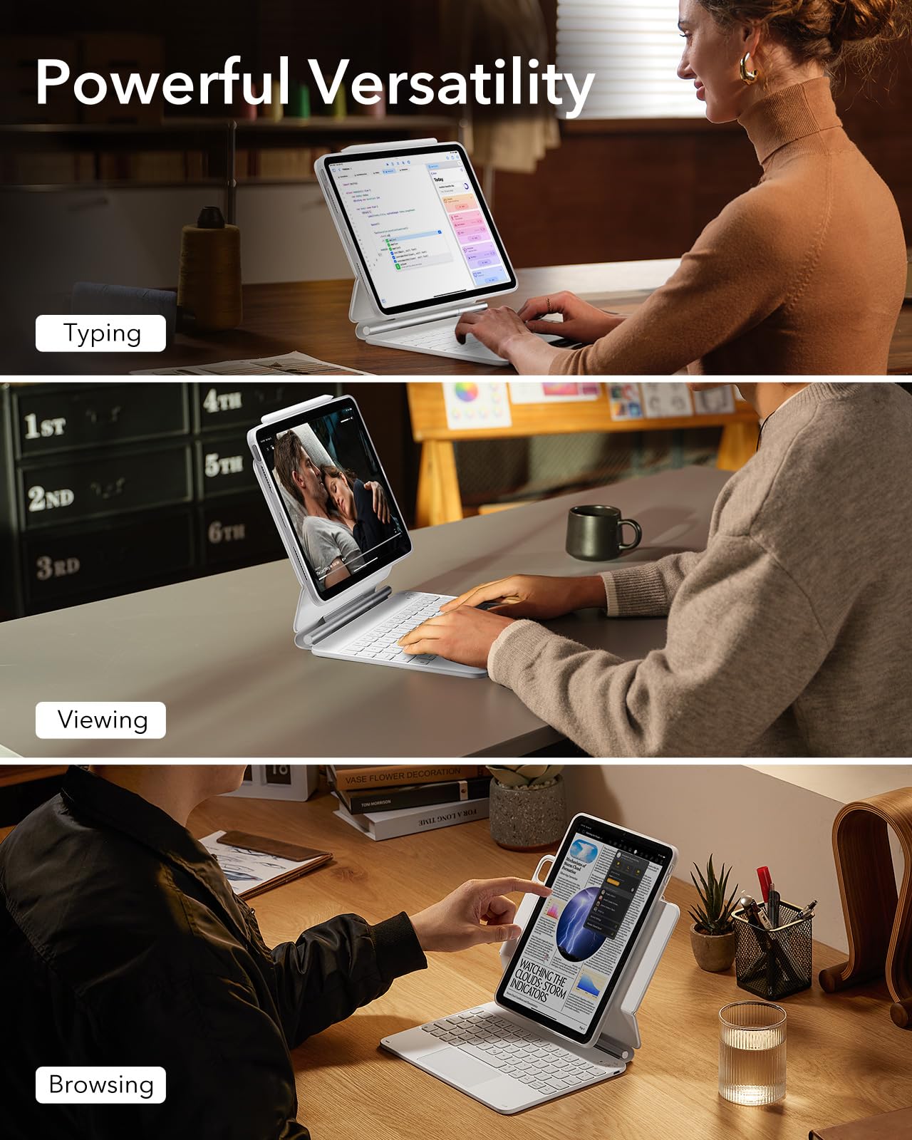 ESR iPad Pro 11 Inch Case with Keyboard (M5/M4, 2025/2024), iPad Pro 11(5th) Keyboard Case with Easy-Set Magnetic Stand, Portrait/Landscape Modes, Removable Protective Case, Rebound 360 Series, Black