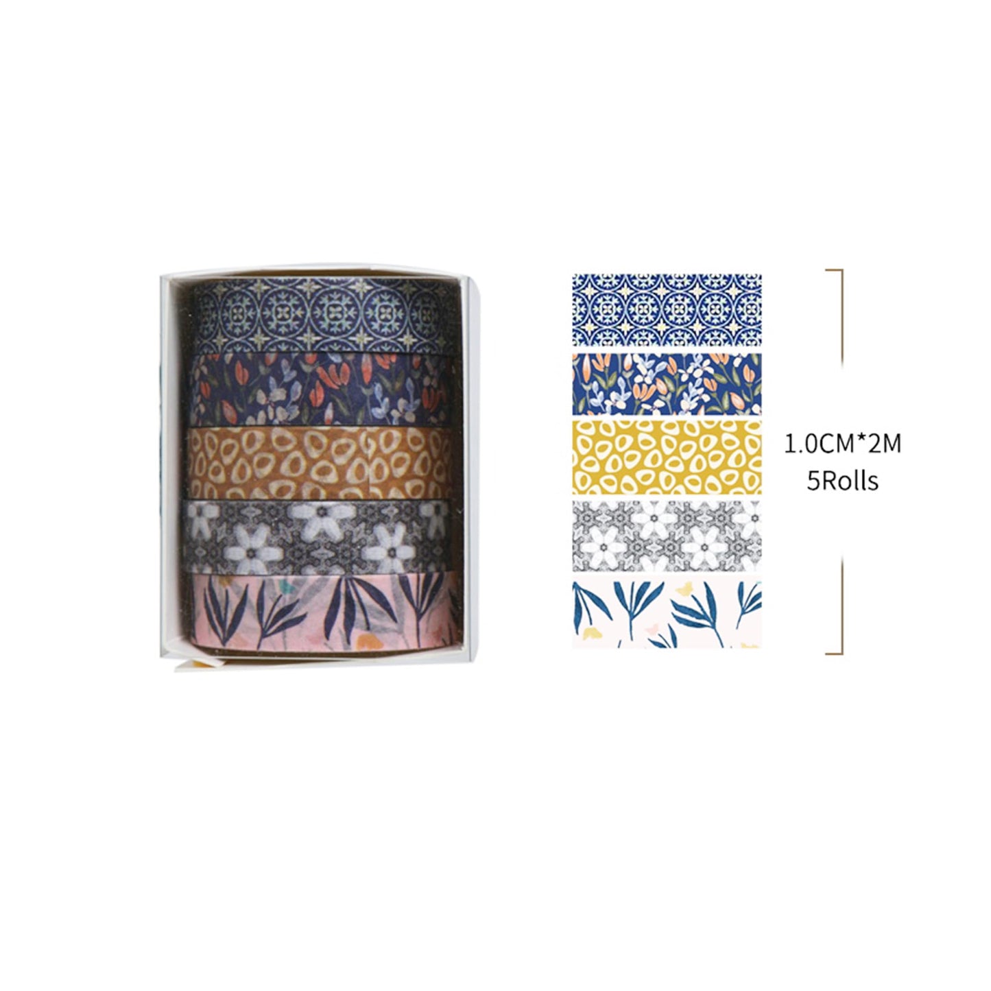 Fantasy Washi Tape Set - 5 Rolls Texture Arts Adhesive Tapes Basic Patterns Decorative Masking Tape Sets for Craft, Kids, Scrapbook, DIY, Gift Wrapping (10-Modern Mosaic) BST220