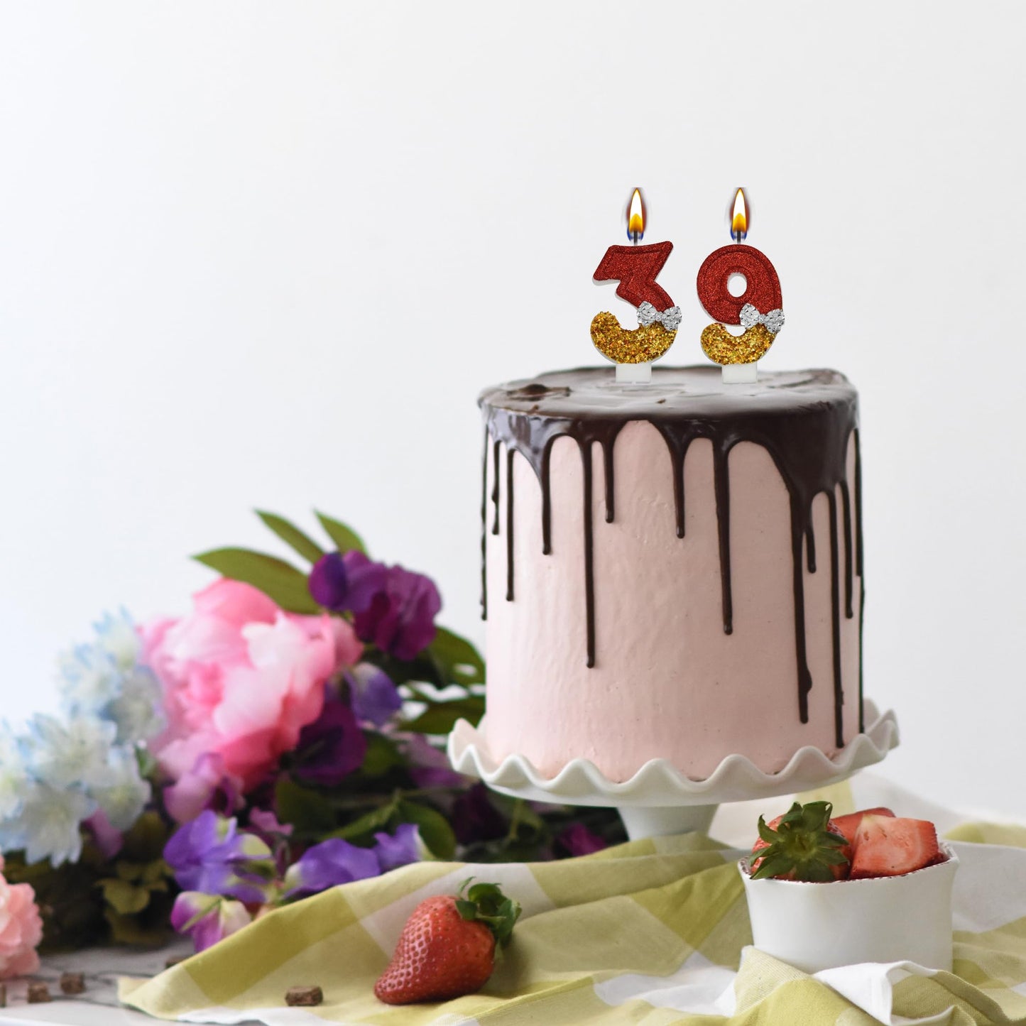 39th 93rd Birthday Candles, Red 93 39 Year Old Number Birthday Candles, Happy Birthday Party Cake Topper Decoration Gifts for Women Men BST220