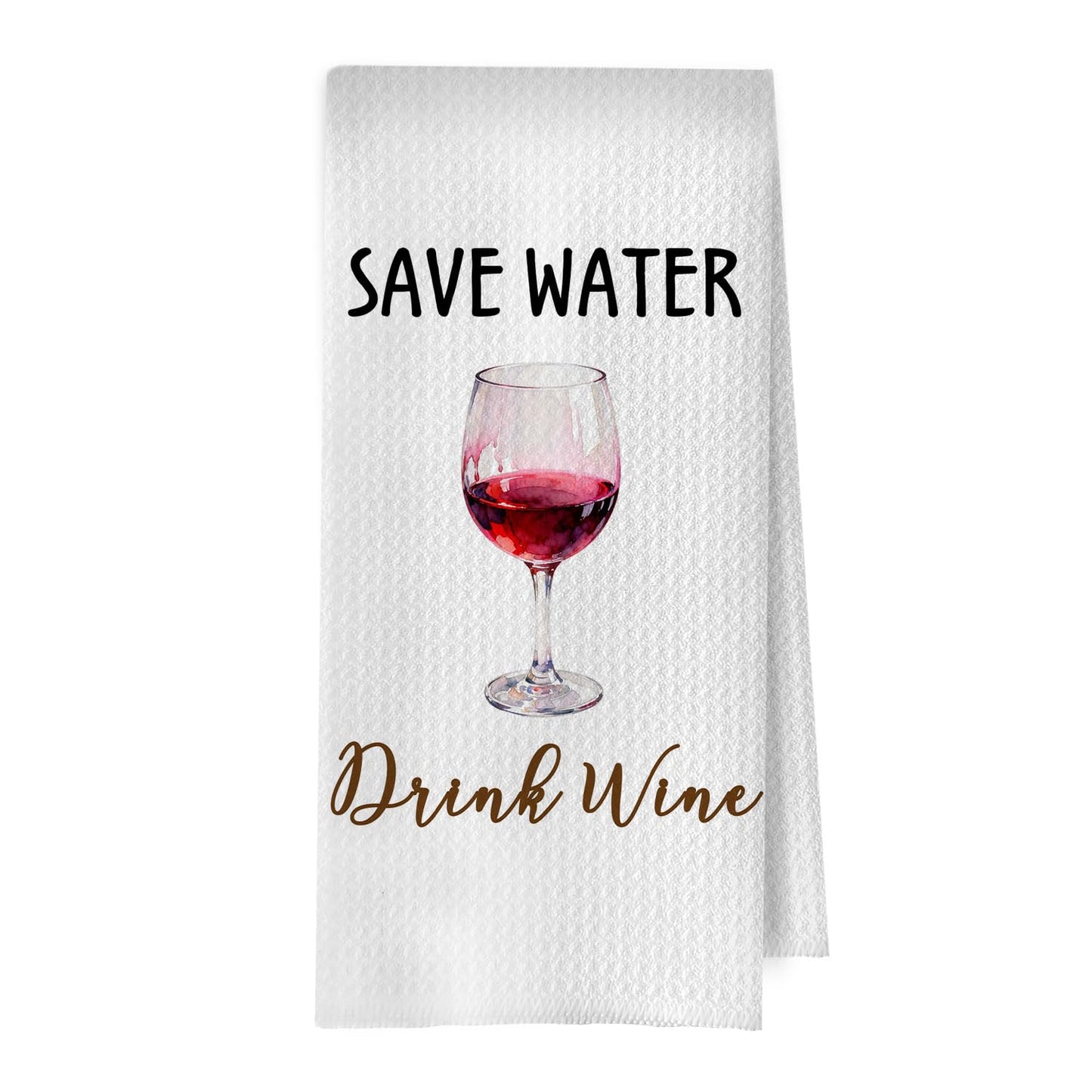 Funny Wine Kitchen Decor - Wine Gifts Waffle Dish Towels for Kitchen, Hostess Gifts Hand Towels, Housewarming Gift Tea Towel, 16x24 Inch BST220