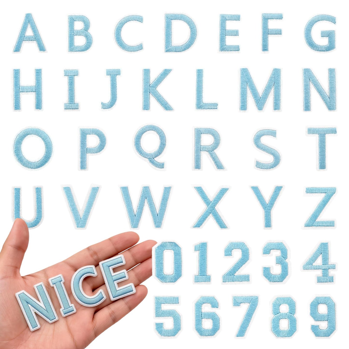 72Pcs Iron on Number and Letter Patches, Numbers 0-9, Letters A-Z Embroidered Applique Patches for Clothes, Skirts, Hats, Socks - Black BST220