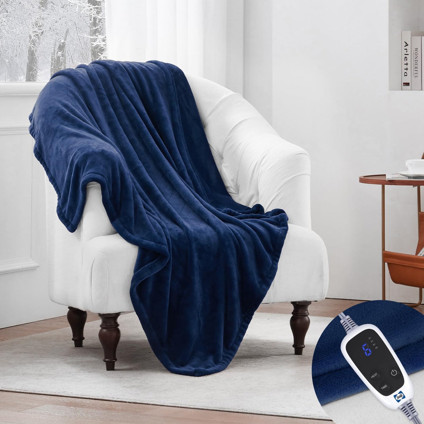 Sealy Heated Electric Blanket Queen Size, Flannel Electric Blanket with 10 Heating Levels & 1-12 Hours Auto Shut Off, Fast Heating Warming Blanket, Machine Washable, Grey, 84 x 90 Inch