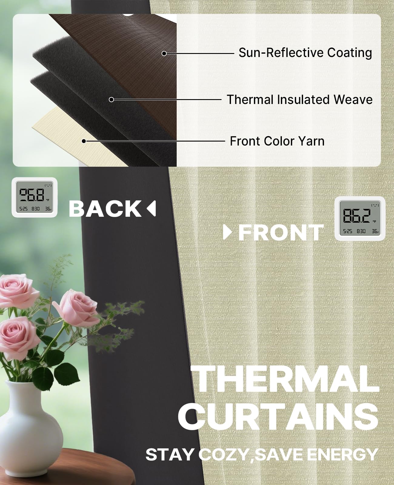 Gray Blackout Chenille Pinch Pleated Curtains 40x96in- Ultra Soft Wrinkle Resistant Thermal Insulated Room Darkening Drapes,Noise Reducing with Roman Clips,2 Panels Set for Bedroom/Living Room/Office BST202