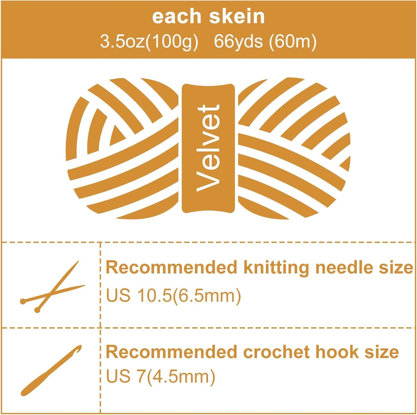 Soft Velvet Chenille Yarn for Crocheting & Knitting - Bulky Yarn for DIY Weaving Crafts Beige (3.5oz 66yds/Skein) BST326H