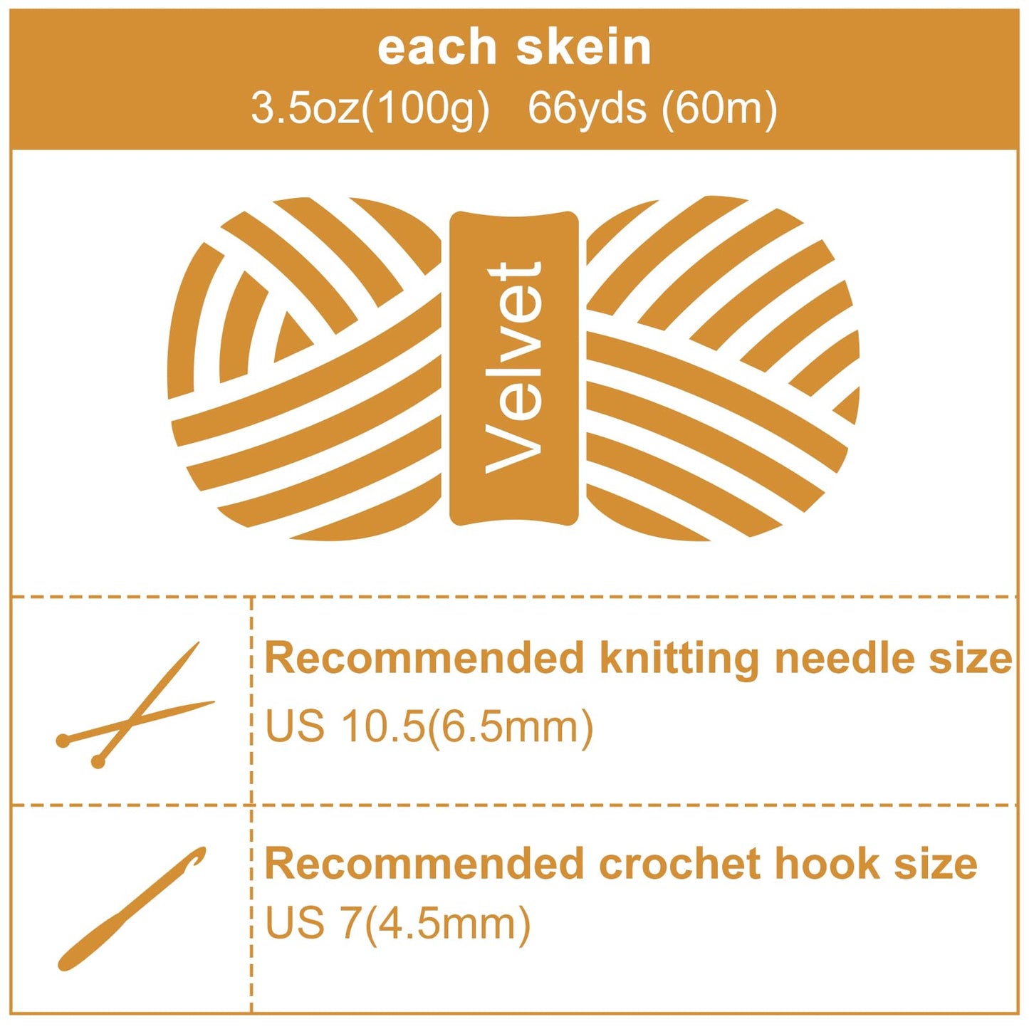 Soft Velvet Chenille Yarn for Crocheting & Knitting - Bulky Yarn for DIY Weaving Crafts Beige (3.5oz 66yds/Skein) BST326H