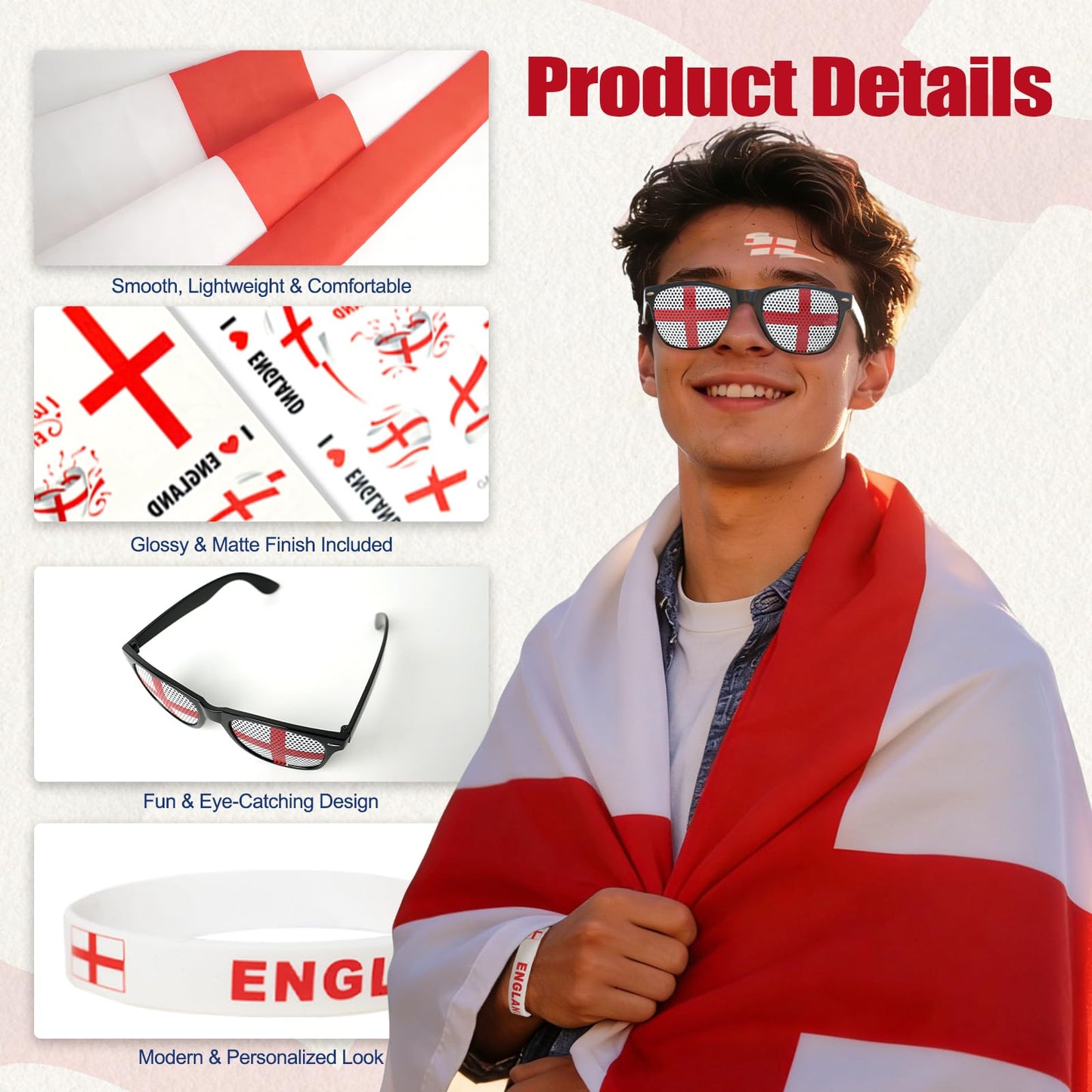 World Cup 2026 Fan Accessories with Large 3x5 ft Flag, Match Tracker Poster, Stickers, Cheering Sticks, Clapper & Scarf, World Cup Decorations Fan kit for Soccer Watch Party, Stadium and Home Cheering BST202