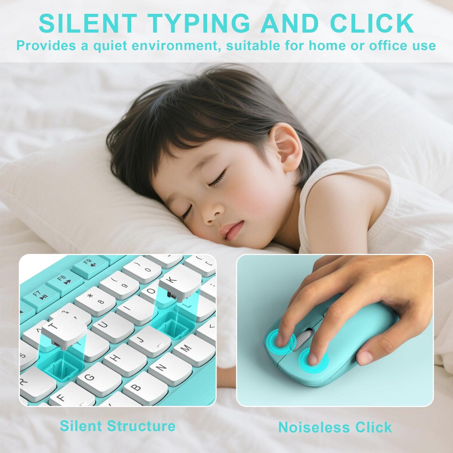 Wireless Keyboard and Mouse Combo, Full-Sized Wireless Keyboard and Adjustable DPI Mouse, 2.4GHz USB Receiver, Silent Keyboard and Mouse for PC, Windows, MAC, Desktop, Laptop (Avocado Green)