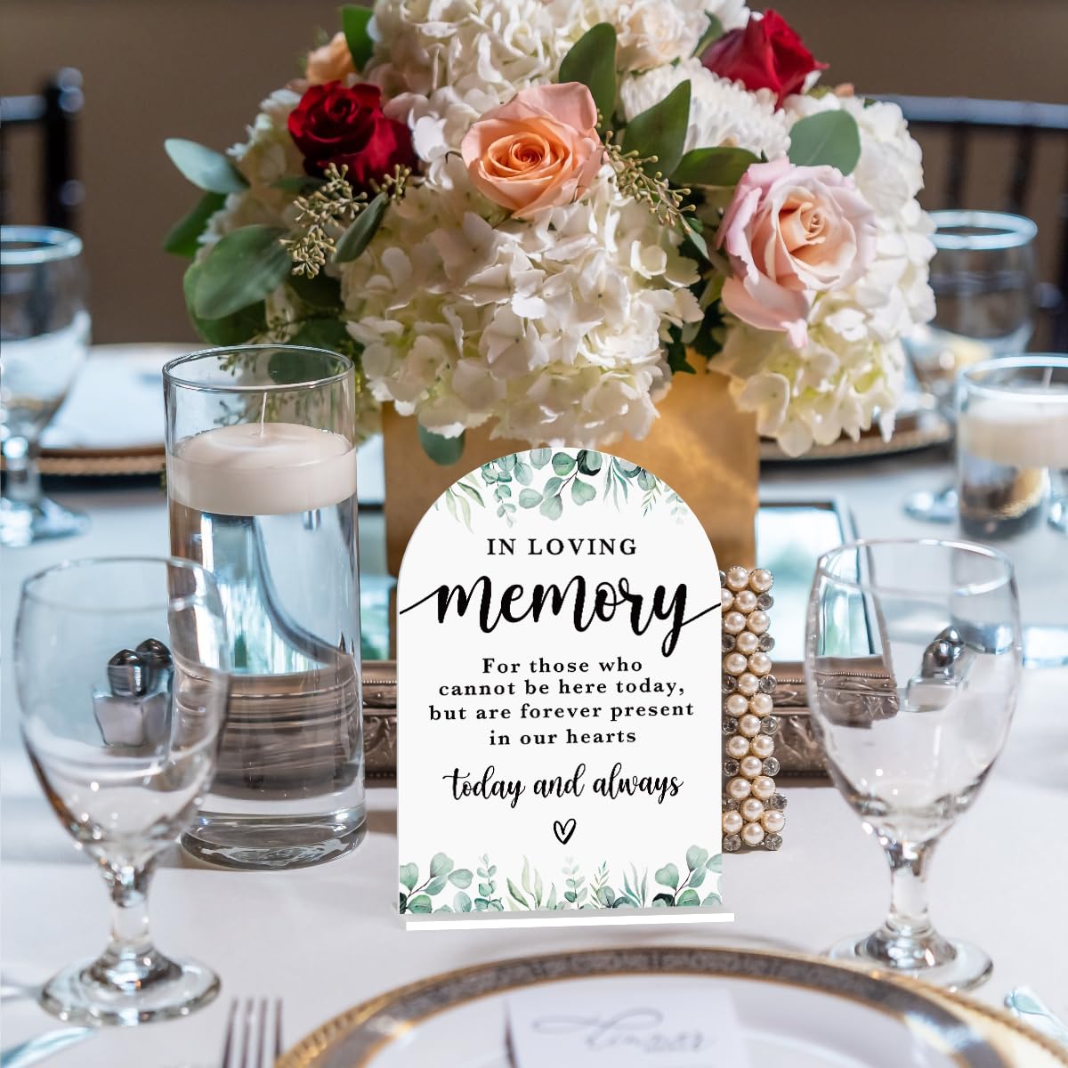 Acrylic Wedding Sign Bubble Send Off Signs for Ceremony Modern Calligraphy Arch Acrylic Table Top Signs for Wedding Reception and Event Party Table Decor (White Eucalyptus Leaves) BST326L