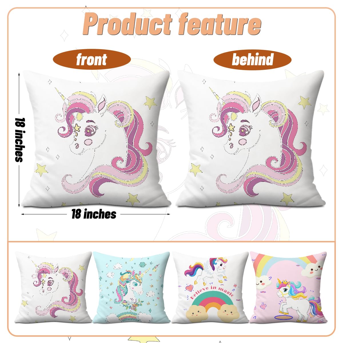 2PCs Inspirational Pillow Covers Boho Rainbow Sun Throw Pillow Covers 18x18 | Playroom Decor, Boho Sun Throw Pillow Covers, Kids Reading Nook Decor Pillowcase for Classroom Playroom Nursery BST202