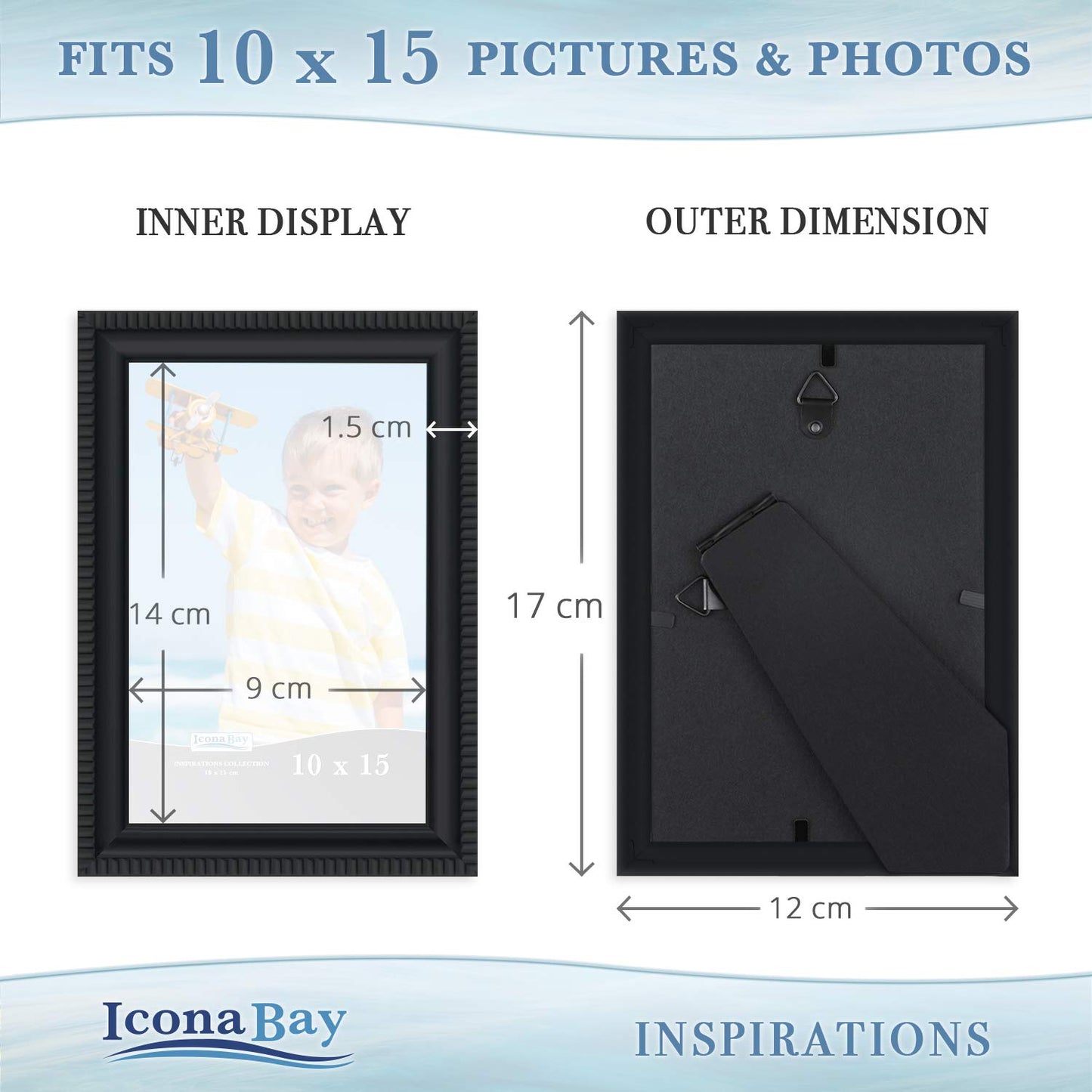 Icona Bay Combination White Picture Frames Set - 10 PC (Five 4x6, Three 5x7, Two 8x10), Inspirations Collection Multi-Pack for Contemporary Wall Gallery BST220