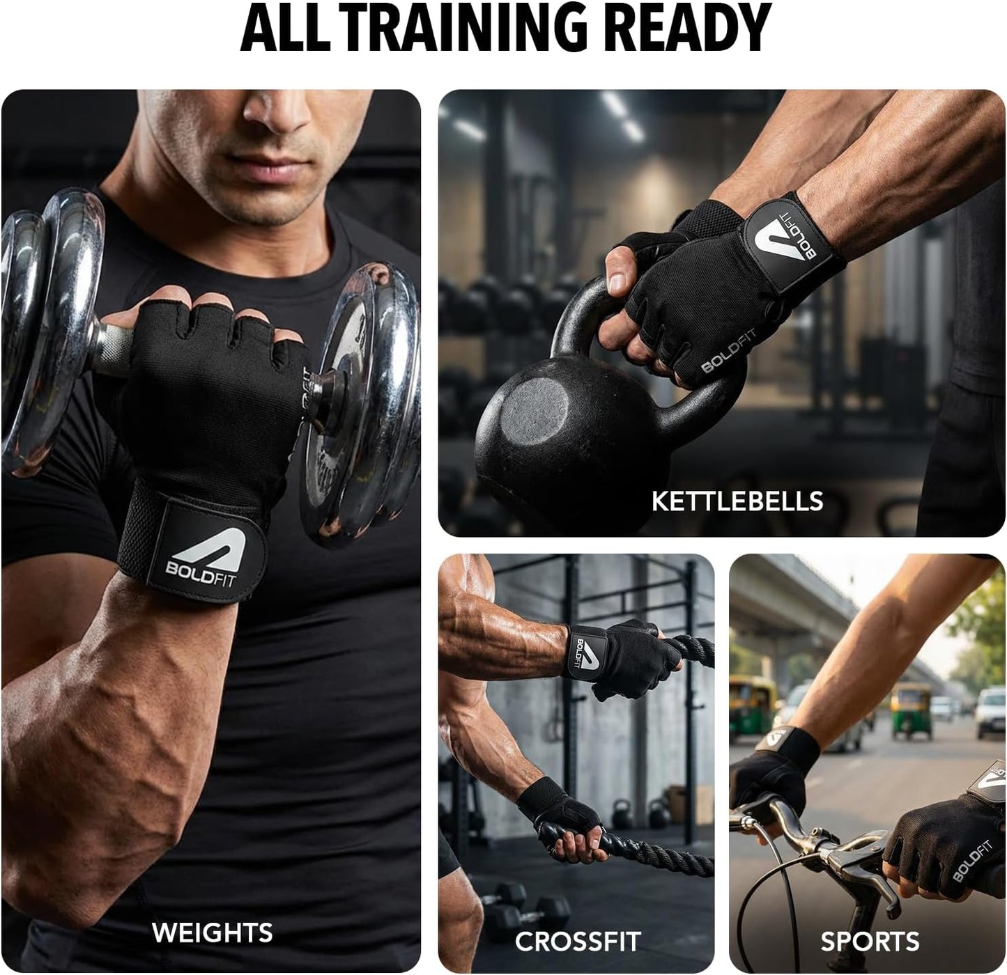 Boldfit Gym Gloves for Men & Women with Wrist Support Accessories for Weightlifting, Training, Exercise, Cycling Gloves, Bike Riding Gloves WN420
