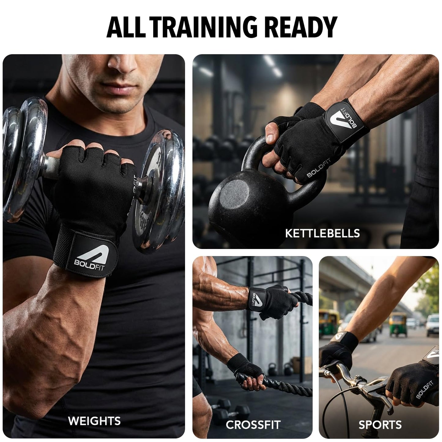 Boldfit Gym Gloves for Men & Women with Wrist Support Accessories for Weightlifting, Training, Exercise, Cycling Gloves, Bike Riding Gloves WN420
