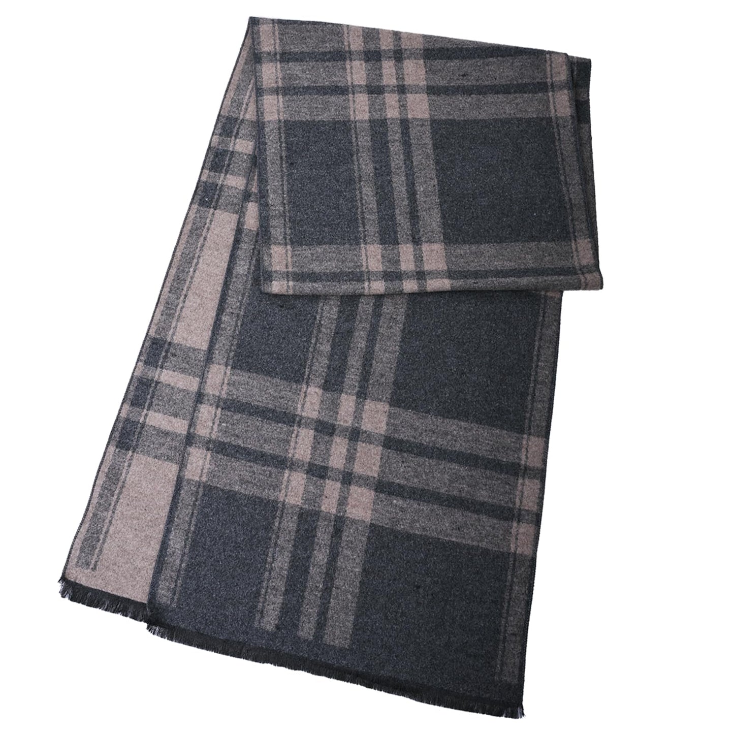 Mens Winter Scarf Cashmere Feel Warm Scarves Long Plaid Tassel Scarf for Men WN420