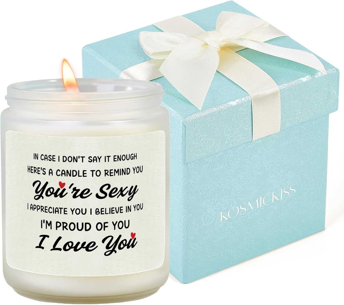 Kosmickiss Valentines Day Gift for Her Him, Lavender Scented Candle, I Love You Anniversary Wedding Gift for Girlfriend Boyfriend Wife Husband, Romantic Birthday Presents WN420