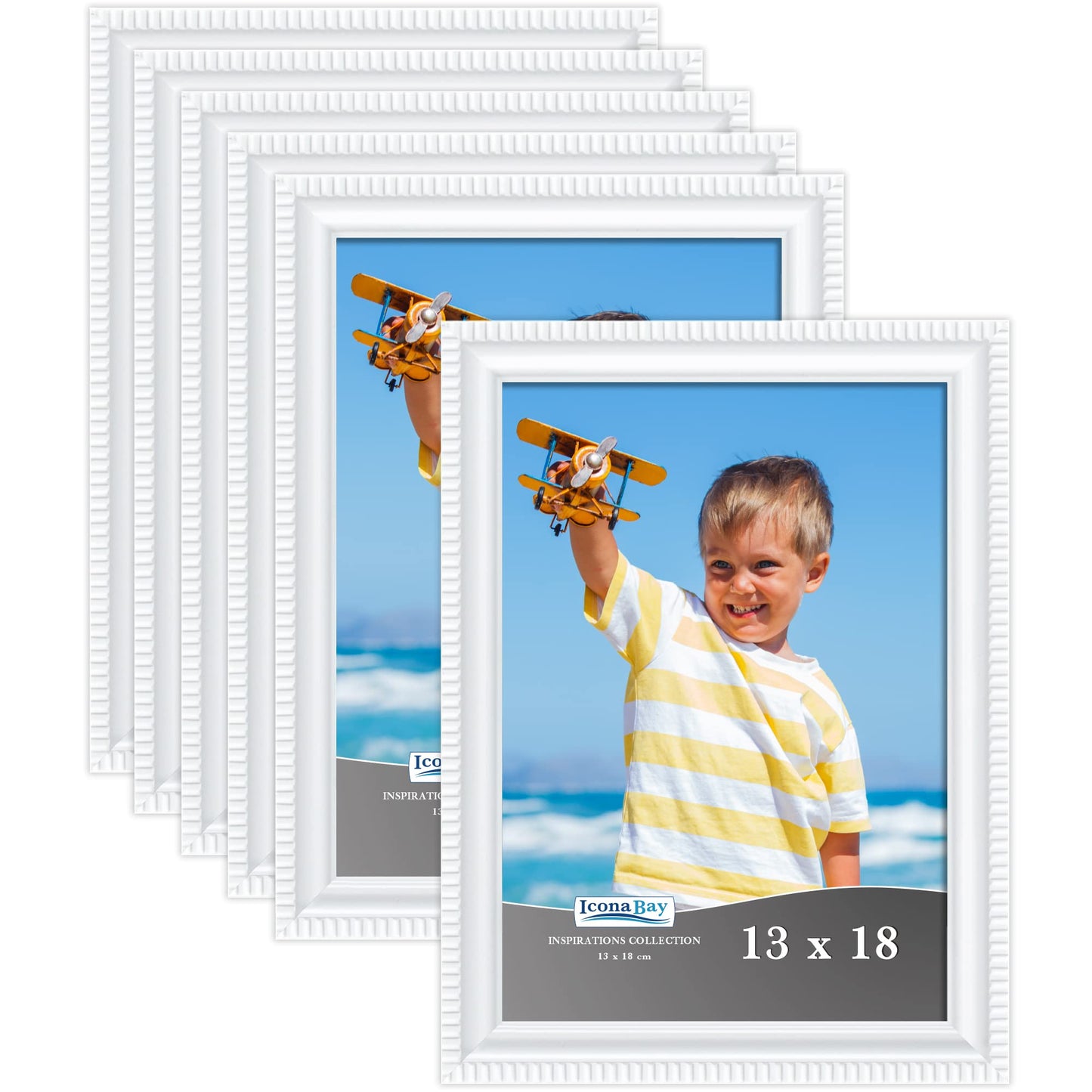 Icona Bay Combination White Picture Frames Set - 10 PC (Five 4x6, Three 5x7, Two 8x10), Inspirations Collection Multi-Pack for Contemporary Wall Gallery BST220