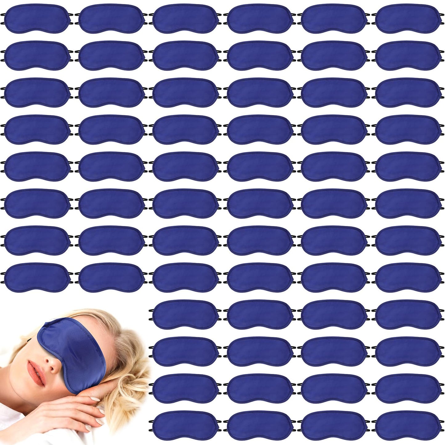 Tarpop 200 Pcs Eye Mask Sleeping Blindfold Eye Cover with Adjustable Strap for Games Party Team Building Travel Individually Wrapped Sleep Mask for Women Men (Blue)