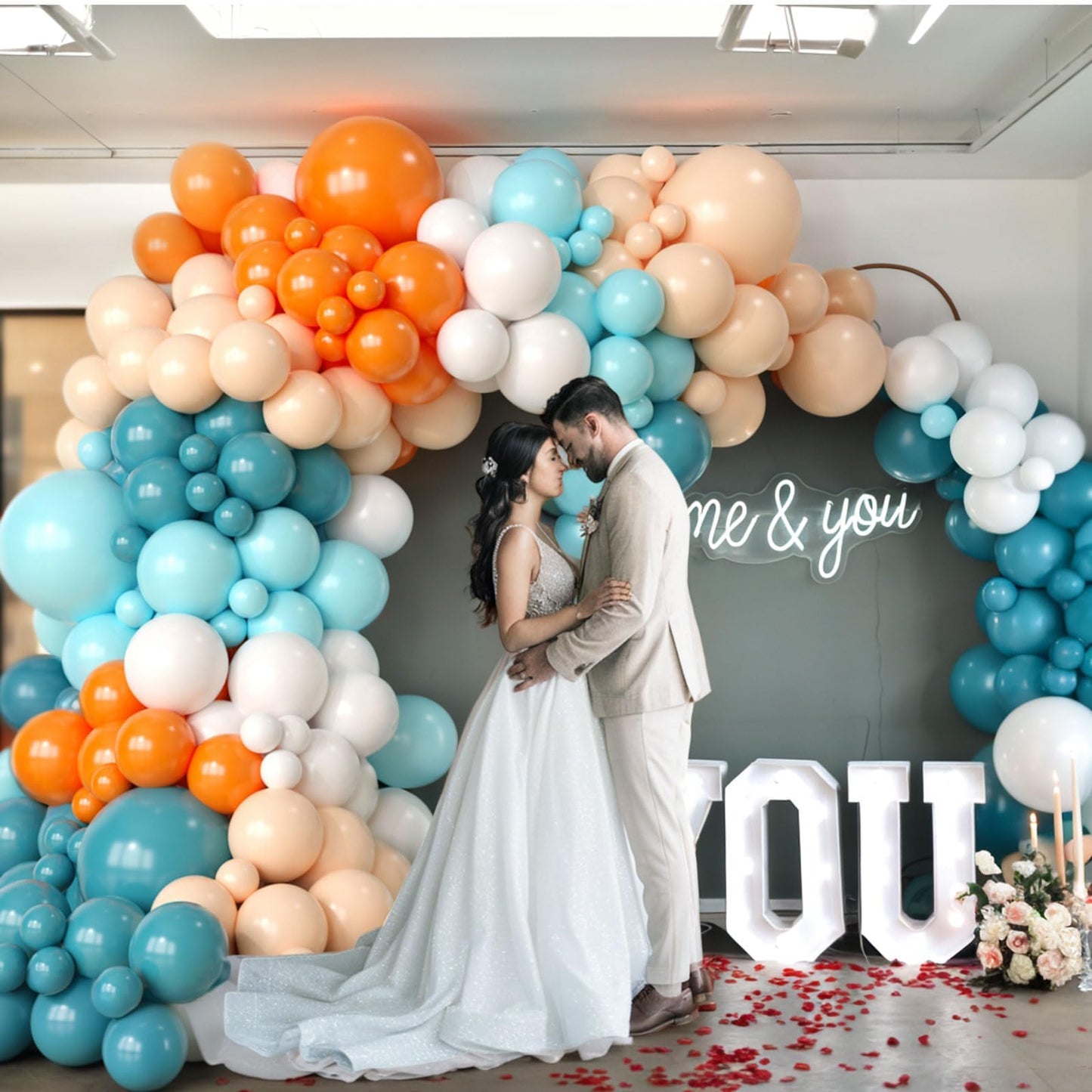 Dusty Green Blue Balloon Arch Kit, Fog Green Dusty Water Blue Beige Ivory Latex Balloons Garland Kit for Women Men Neutral Birthday Wedding Baby Bridal Shower Jungle Safari Party Decorations WN420