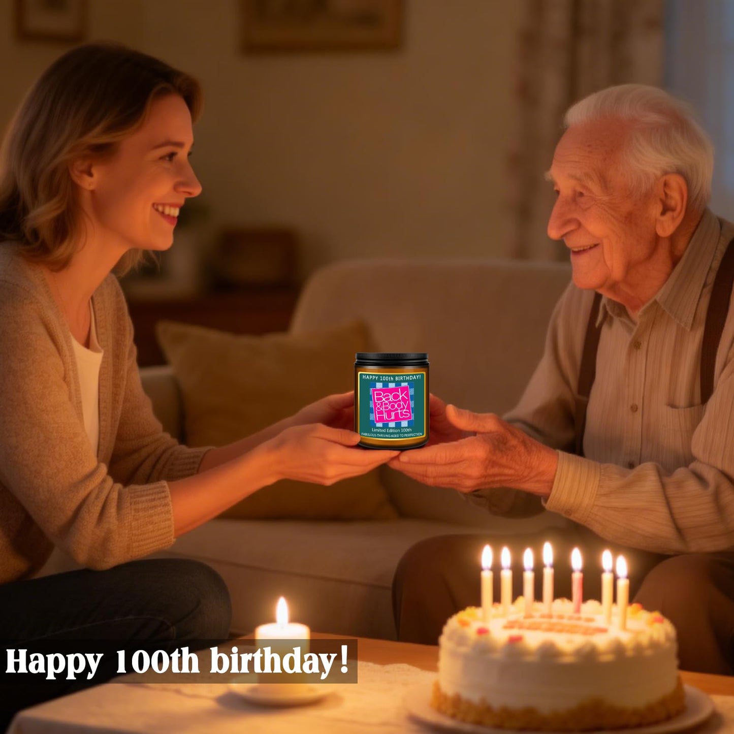 Happy 80th Birthday Decorations Gifts for Women Men, 80th Birthday Candles for Her Him, Funny 80 Years Old Ideas- Lavender Scented Candle BST326L