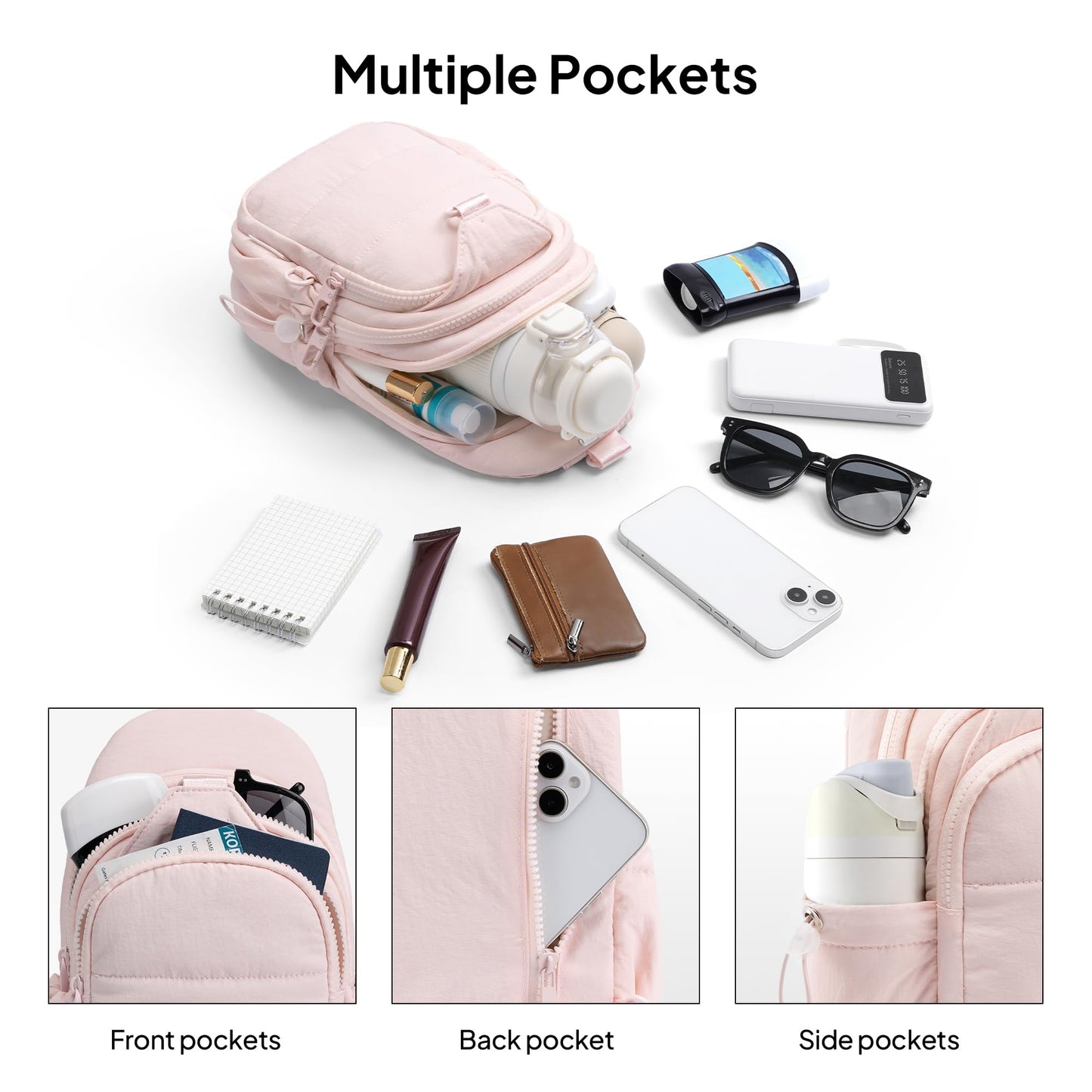 TOPEAST Sling Bag for Women, Anti-Theft Crossbody Bag with RFID Blocking & Small Water Bottle Holder for Travel BST202