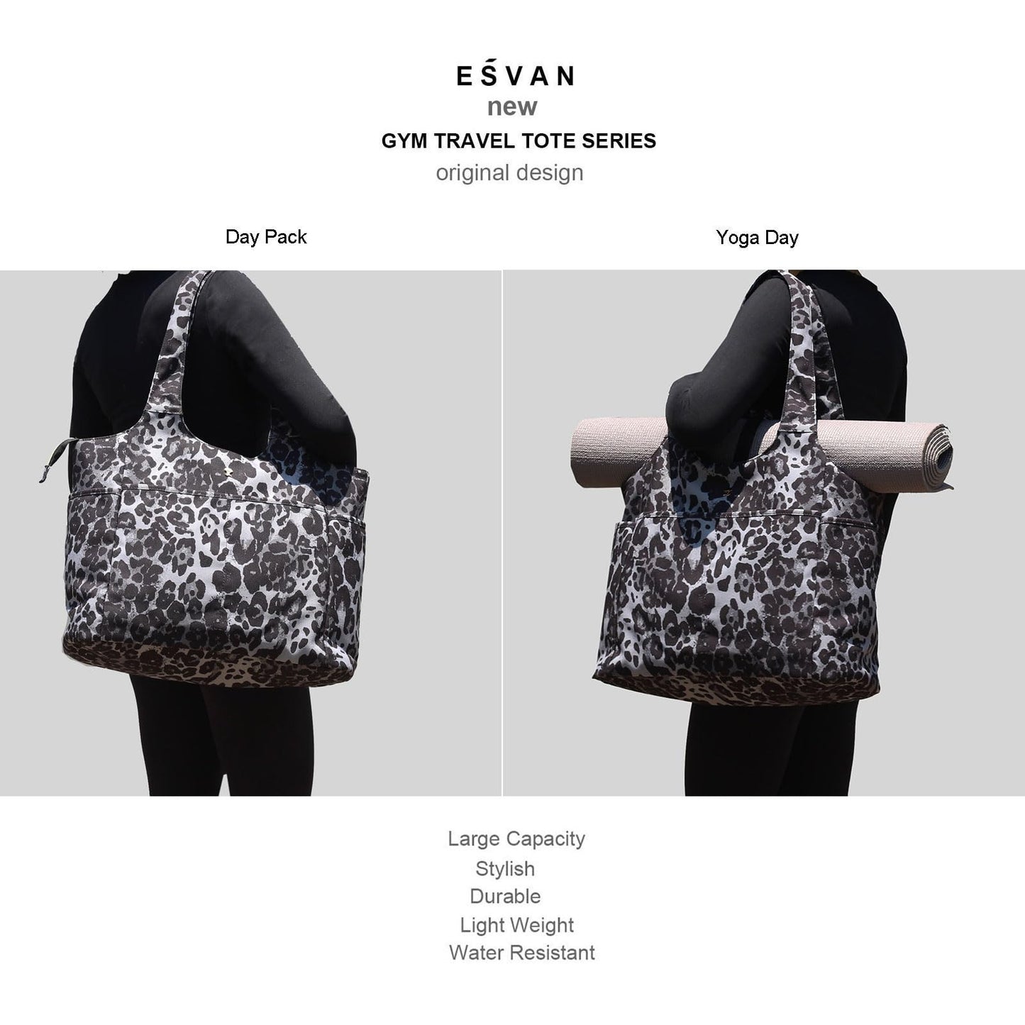 ESVAN Yoga Tote Bag Mat bag Women Shoulder Bags Carryall Tote for Travel Office Workout Gym Nurse Beach BST326H