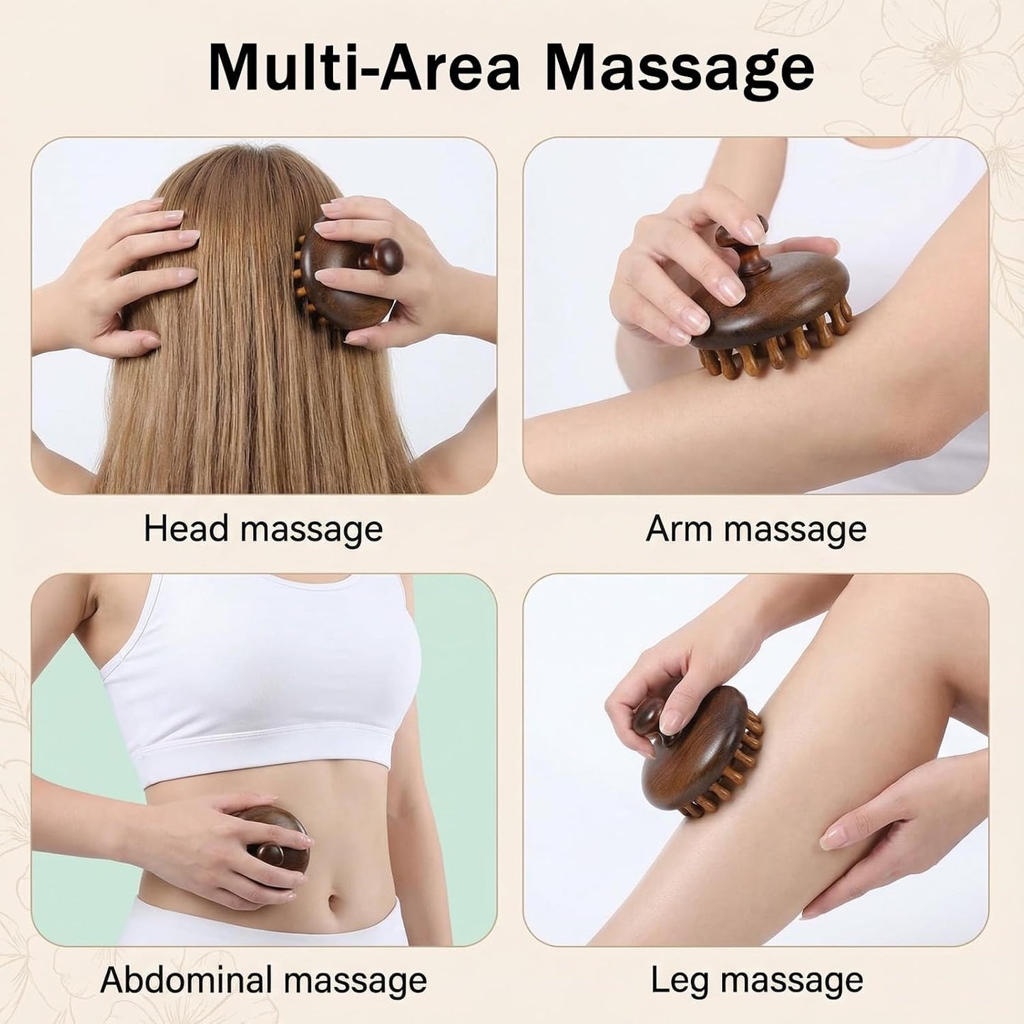 SynHHergyx Wooden Scalp Massager Comb, 2 Pcs Sandalwood Scalp Massager Hair Growth Portable Manual Head Massage Tool Handheld Gua Sha Tool for Woman Men Wet Dry Hair Relaxation Body Head Scalps Care WN420