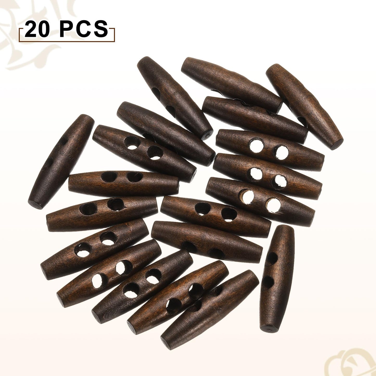 HARFINGTON 60mm / 2.4" Wooden Toggle Buttons 20pcs 2-Hole, Maroon | Wood Olive Sewing Buttons Horn Oval Buttons Sewing Accessories for Coat Sweaters Clothing DIY Craft BST326L