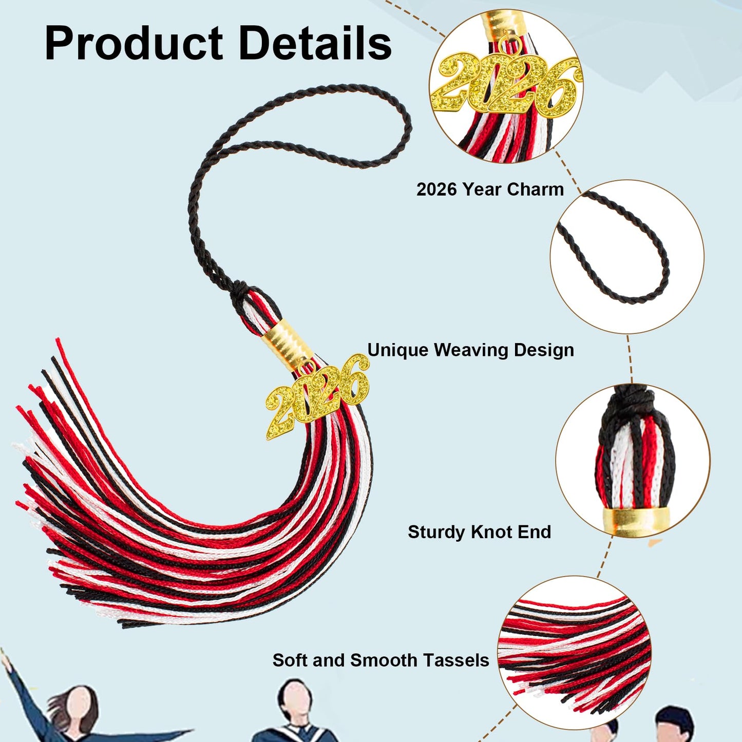 2026 Tassel Graduation, Black and Gold Graduation Tassel, 2026 Graduations Cap Tassels, Gradutate Cap Tassels with 2026 Year Gold Charms for Grad Cap Hat Ceremonies Memorial Graduations Decorations BST220