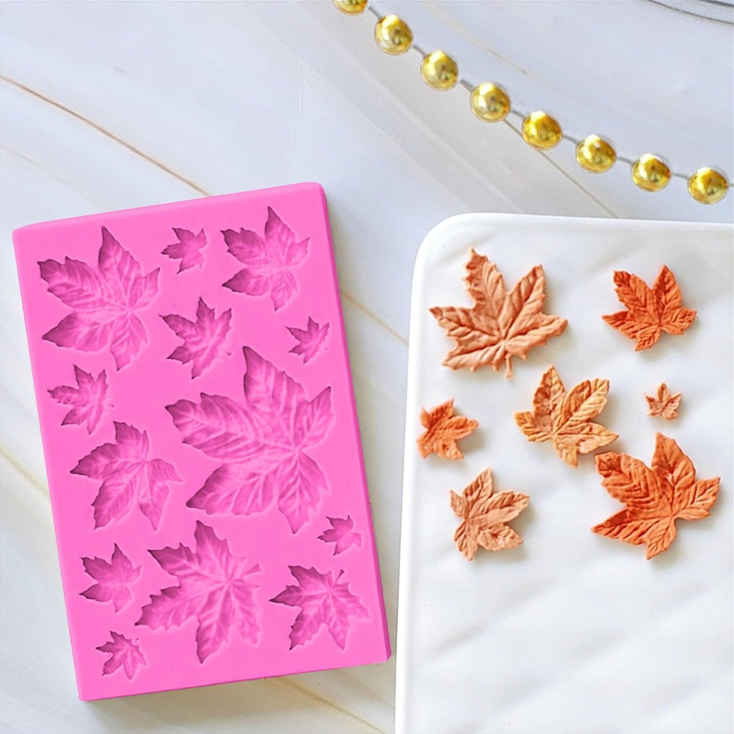 5-piece flower and leaf-shaped silicone molds for cake decoration, chocolate making, polymer clay, resin casting and DIY crafts making BST326L