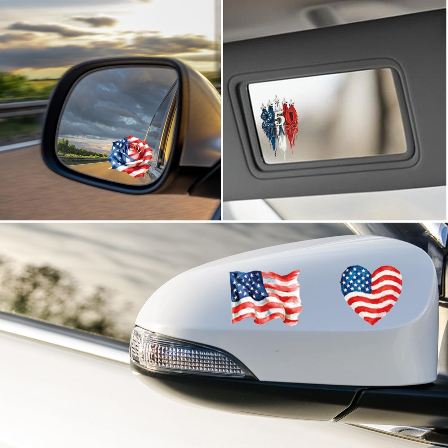 Dazoratix 250th Anniversary Car Decals - 7 Pcs Eagle 250 Years America Flag Merchandise American Patriotic USA 4th of July Independence Vinyl Rearview Mirror Stickers for Window Vehicle Tumbler Bumper BST326L