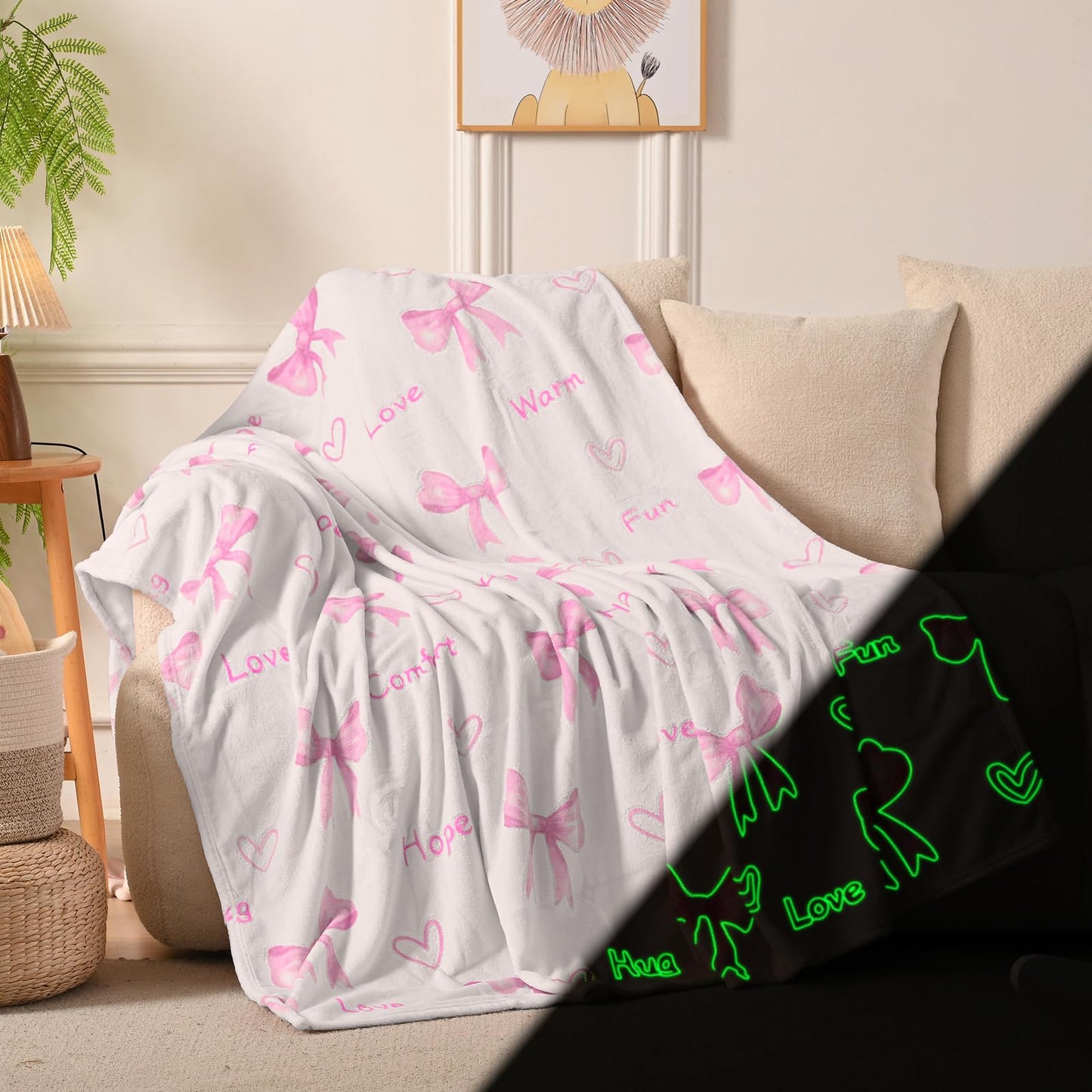 Wajade Unicorn Gifts for Girls - Glow in The Dark Unicorn Blanket Birthday Christmas Decor for Kids Age 3 4 5 6 7 8 9 10 11 12 Years Old Teens Child Toddler Throw Violet 60"x80" BST202