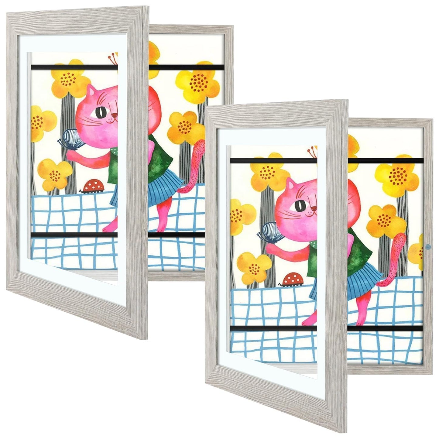 Golden State Art, 8.5x11 Kids Art Frames, Front-Opening Picture Frame Great for Kids Drawings, Artworks, Children Art Projects, Schoolwork, Home or Office (Walnut, Set of 2) BST220