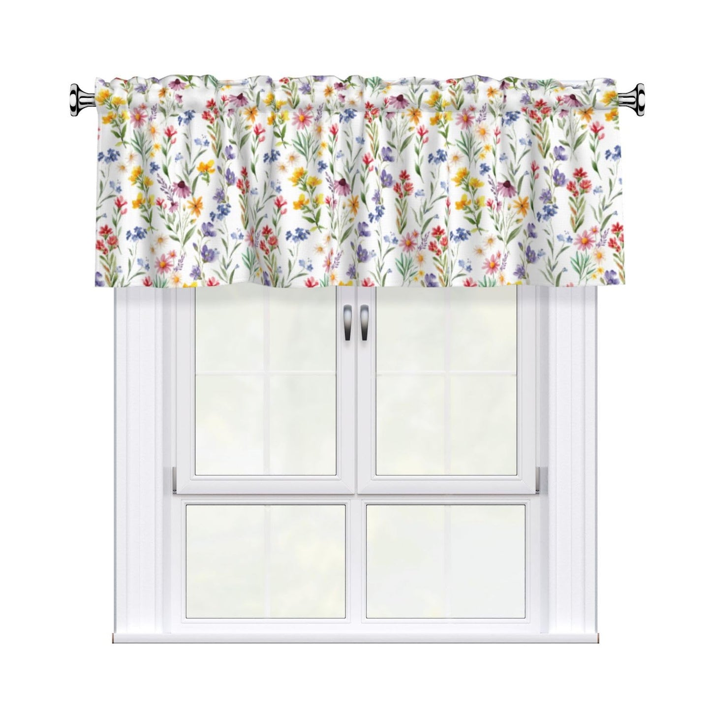 Easter Valances for Windows - Pink Spring Cafe Curtains Floral Bunny Short Curtains for Living Room Bathroom Bedroom Basement BST202