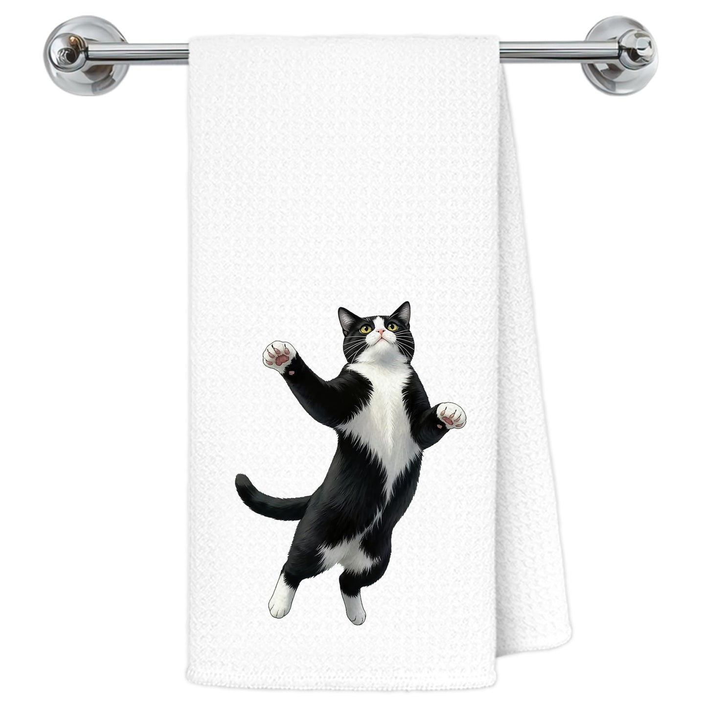 Blue and White Chinoiserie Orange Cat Bathroom Hand Towels, Orange Cat Gifts, Funny Oriental Kitty Decorative Hand Towels Bathroom Restroom Washroom Yoga Spa Zen Decor, 16x24 Inch BST326L