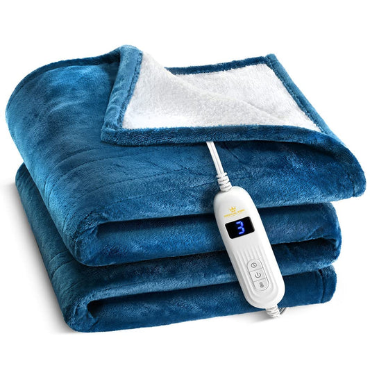Medical king Heated Blanket, Machine Washable Extremely Soft & Comfortable Electric Blanket Throw Fast Heating with Hand Controller 10 Heating Settings & auto Shut-Off (Blue, 50 x 60) BST220