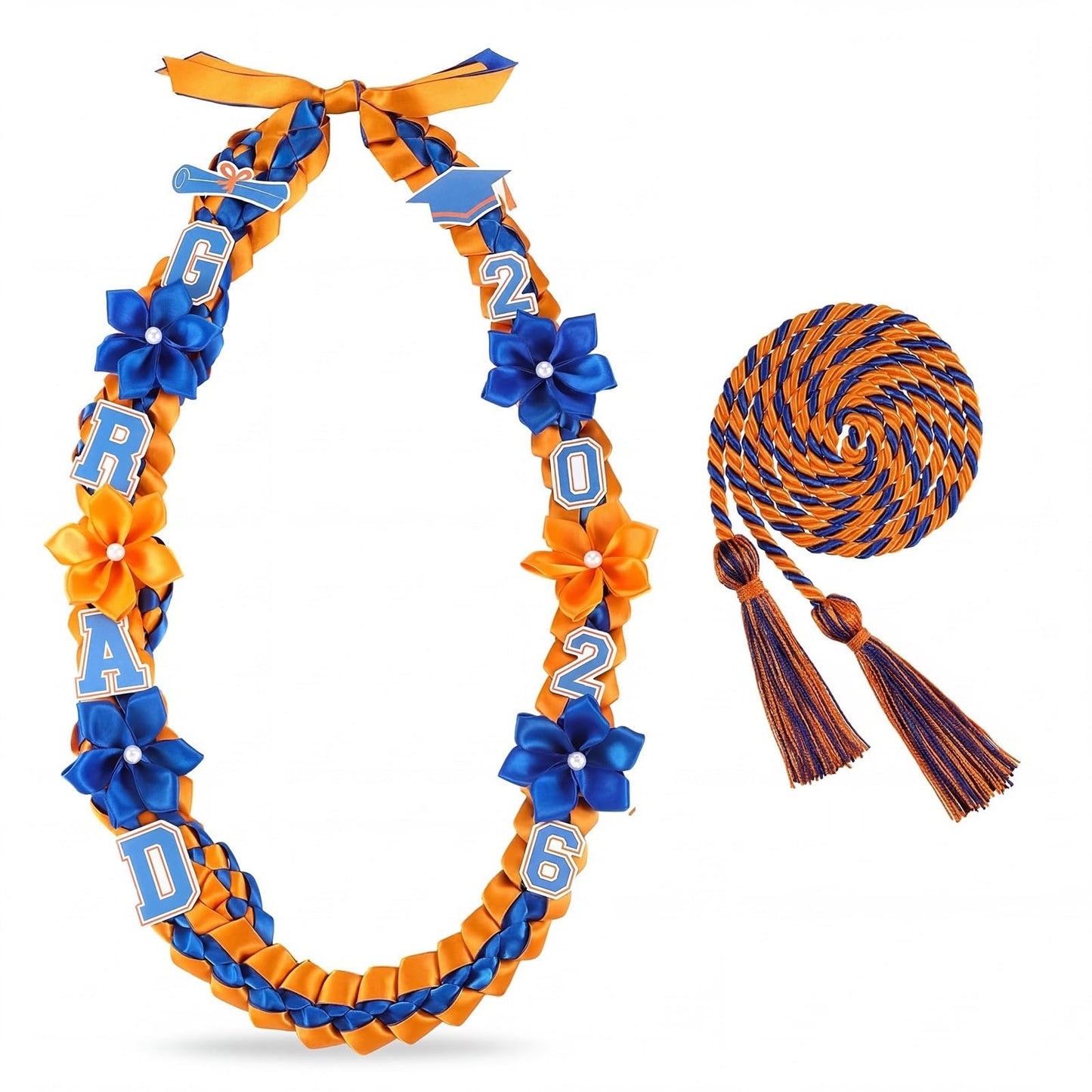 Thiccywoov Graduation Ribbon Lei Class of 2026 Grad Lei Kit Graduation Double Braided Necklace with Honor Cord for Graduate Women Men High School College Grad Party Supplies(Purple, Black) BST326H