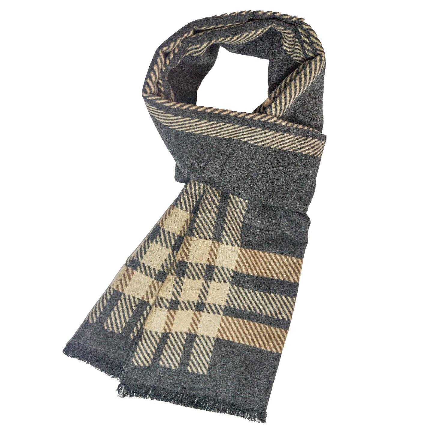 Mens Winter Scarf Cashmere Feel Warm Scarves Long Plaid Tassel Scarf for Men WN420