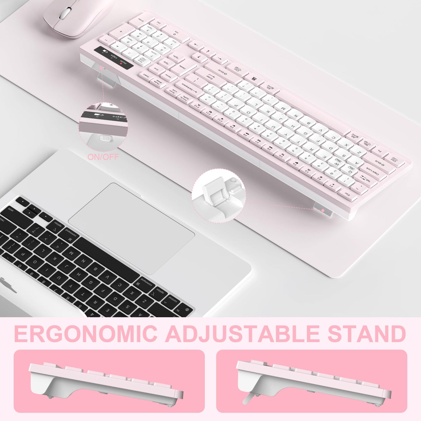 Wireless Keyboard and Mouse Combo, Full-Sized Wireless Keyboard and Adjustable DPI Mouse, 2.4GHz USB Receiver, Silent Keyboard and Mouse for PC, Windows, MAC, Desktop, Laptop (Avocado Green)