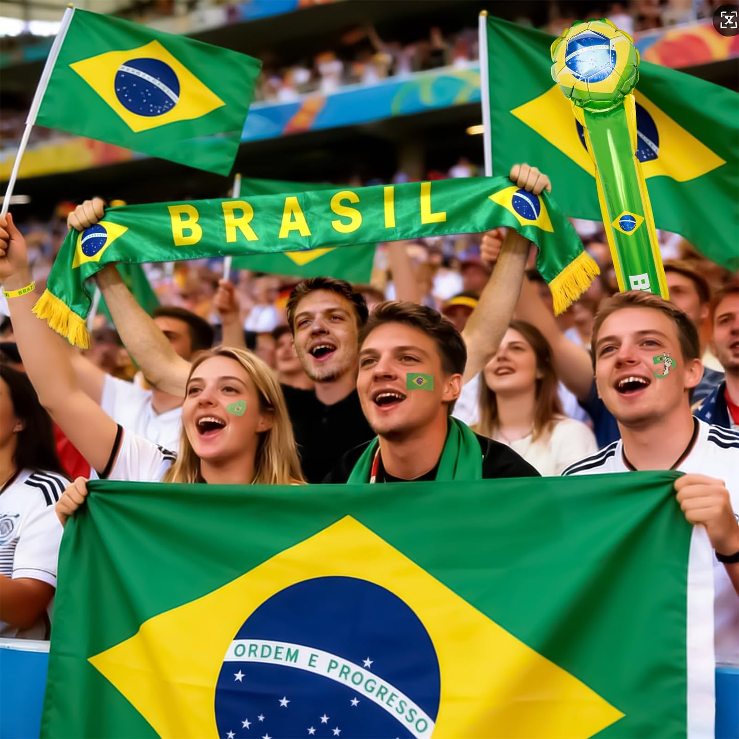 World Cup 2026 Fan Accessories with Large 3x5 ft Flag, Match Tracker Poster, Stickers, Cheering Sticks, Clapper & Scarf, World Cup Decorations Fan kit for Soccer Watch Party, Stadium and Home Cheering BST202