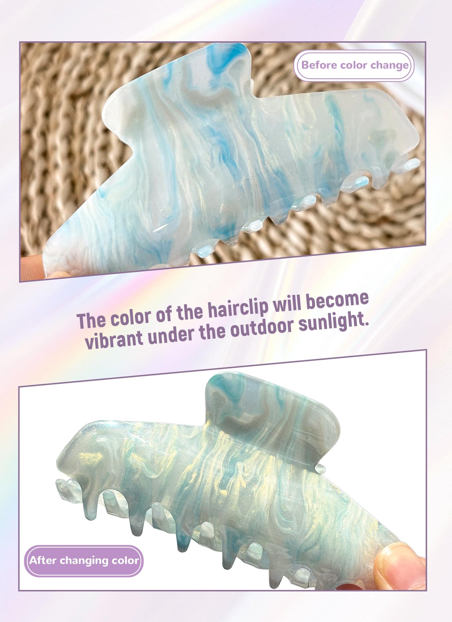 2 Pack Large Acrylic Hair Claw Clips for Women - 4.3 Inch Strong Hold Nonslip Hair Clips Big Claw Barrettes for Thick Thin Hair, Cute Durable Jaw Clips for Women Girls WN420