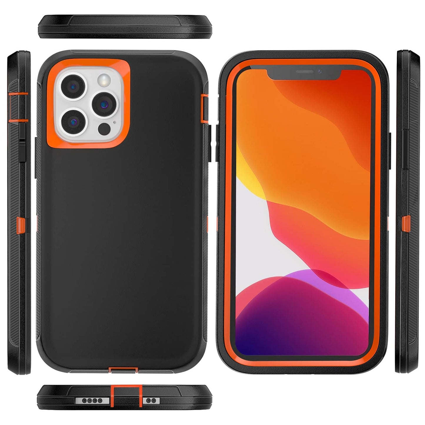for iPhone 11 Case with Belt Clip Holster Kickstand & 2 Screen Protector, Full Protection Heavy Duty Phone Case, Shockproof Drop-Proof Durable Cover 6.1" [Black+Clip] WN420