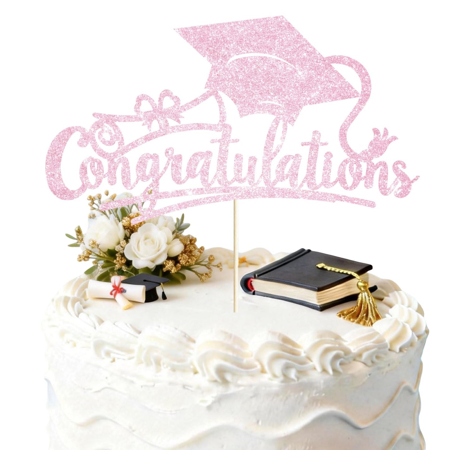 Congratulations 2026 Graduation Cake Topper Red Glittery Class of 2026 Cake Topper Congrats Grad Party Cake Decor for 2026 Senior High School College Grad Party Supplies Decorations BST220