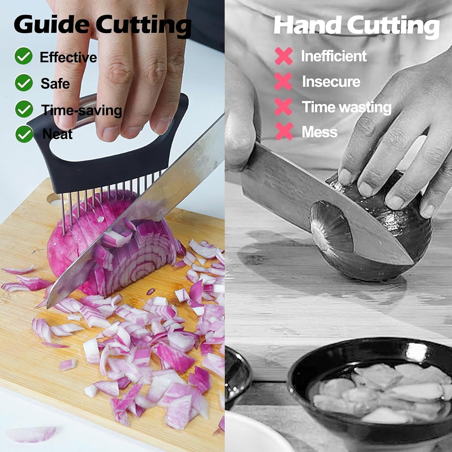 JAYVAR Extra-Large Onion Holder for Slicing, 304 Stainless Steel | 14 Long Needles, Onions Cutter Vegetable Chopper, Tomato Cutter Slicer, Kitchen Gadgets for Evenly Slicing BST326H