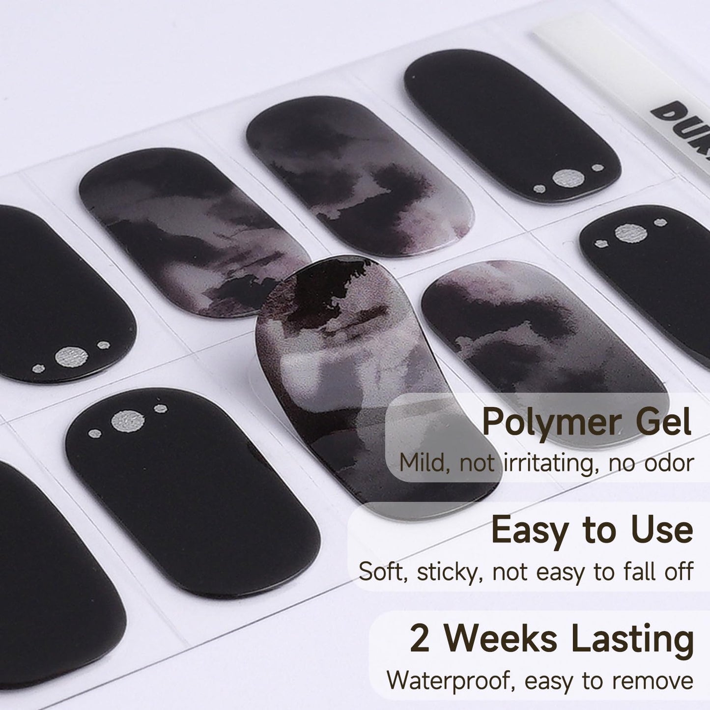 Semi Cured Gel Nail Strips, 56Pcs Nail Art Stickers/Wraps, Long Lasting UV Nail Polish Strips for Adults (Silver Rhinestones+French Tip Glitter) BST220