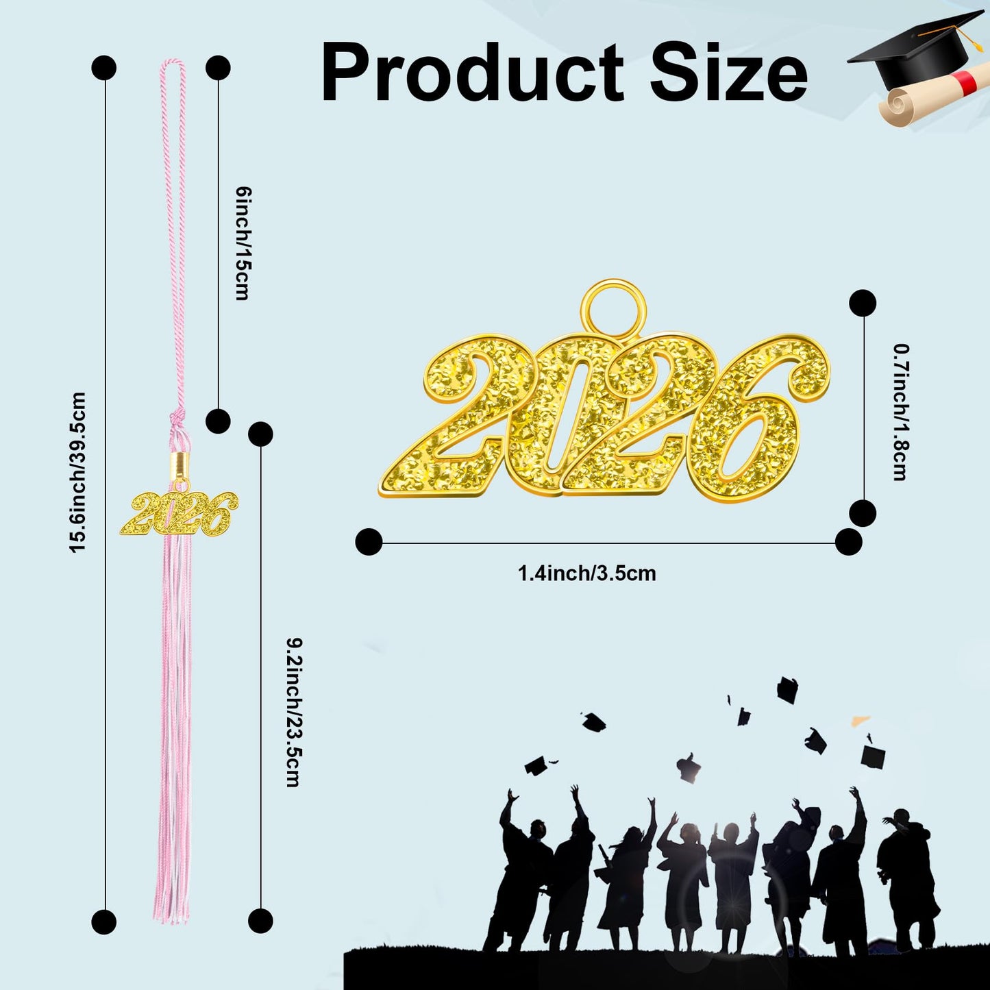 2026 Tassel Graduation, Black and Gold Graduation Tassel, 2026 Graduations Cap Tassels, Gradutate Cap Tassels with 2026 Year Gold Charms for Grad Cap Hat Ceremonies Memorial Graduations Decorations BST220