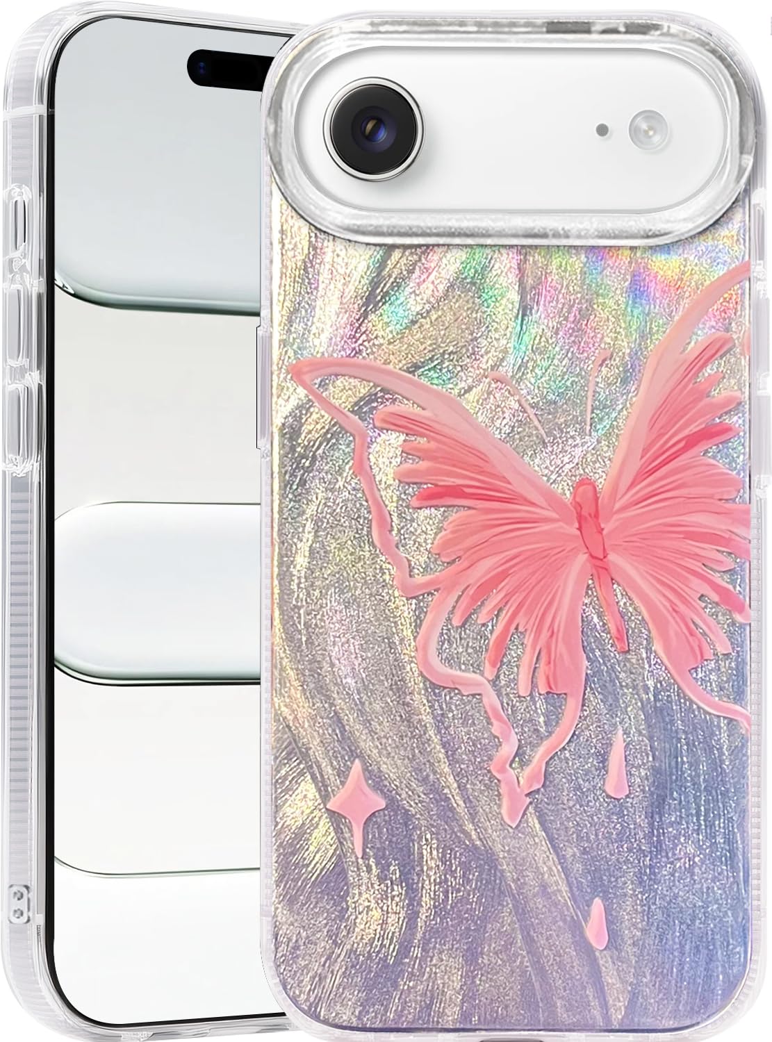 I-MGAE-IN-AR Compact Case for iPhone 16 Holographic Cloud Design,Cute Trendy Soft Slim TPU Shockproof Protective Phone Cases Cover for Women Girls Aesthetic Glitter WN420