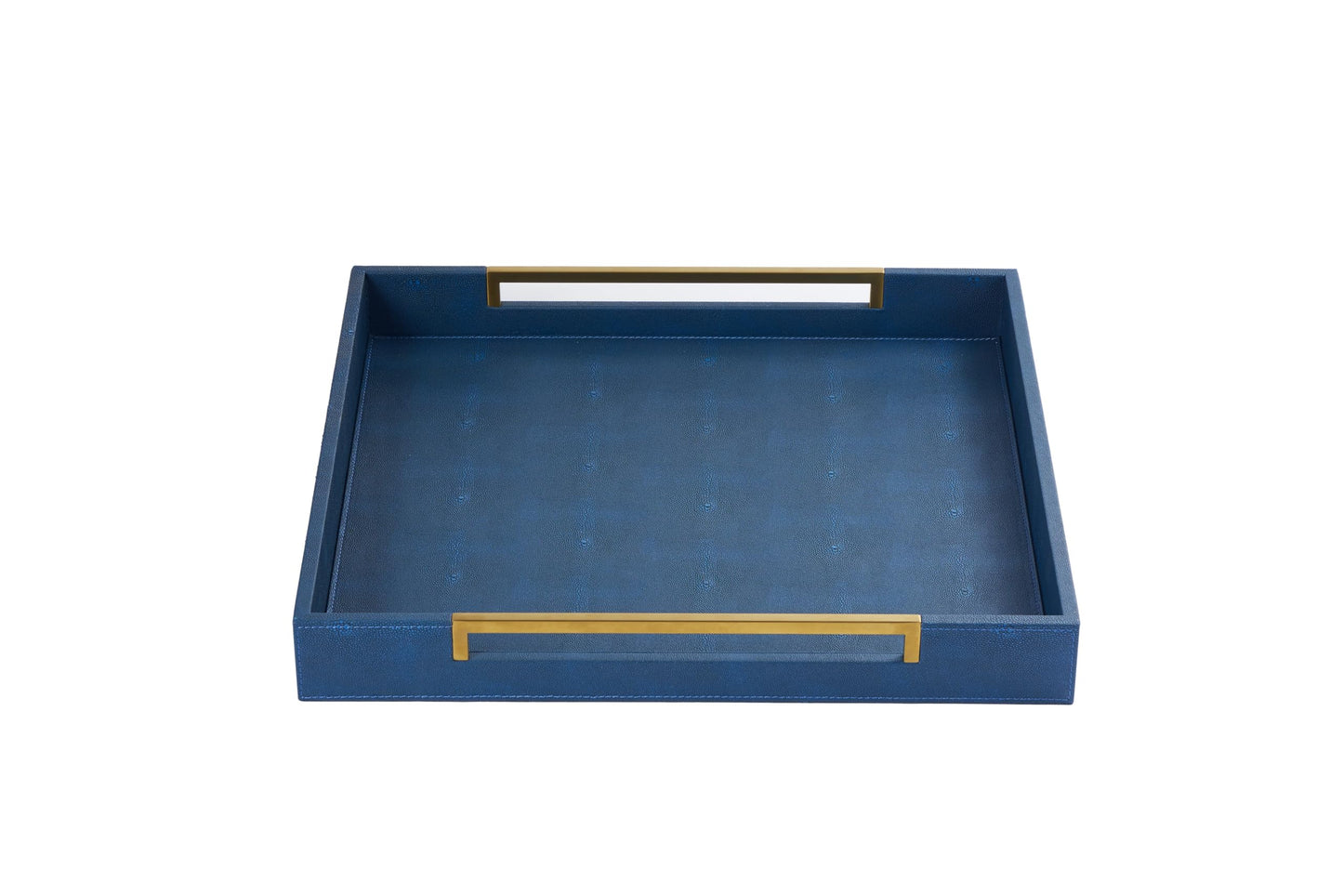 Sagala 16"x16" Ivory Shagreen Leather Serving Tray with Handles for Ottoman Coffee Table, Stylish Decorative Tray for Living Room Modern Home Decor (Ivory-Black, Square 16") BST220