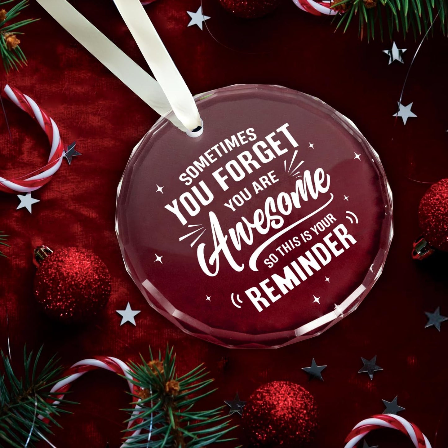 NewEleven Gifts for Her - Inspirational Ornaments - Thank You Gift, Appreciation Present for Men, Nurse, Teacher, Boss, Coworker - Christmas Tree Decoration Glass Ornament WN420