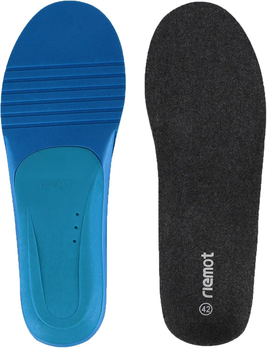 riemot Merino Wool Felt Insoles for Men Women, Cushioned Arch Support Shoe Inserts Relieve Foot Pains, Sport Insole Replacement Inserts for Boots Sneakers Grey EU 46 WN420