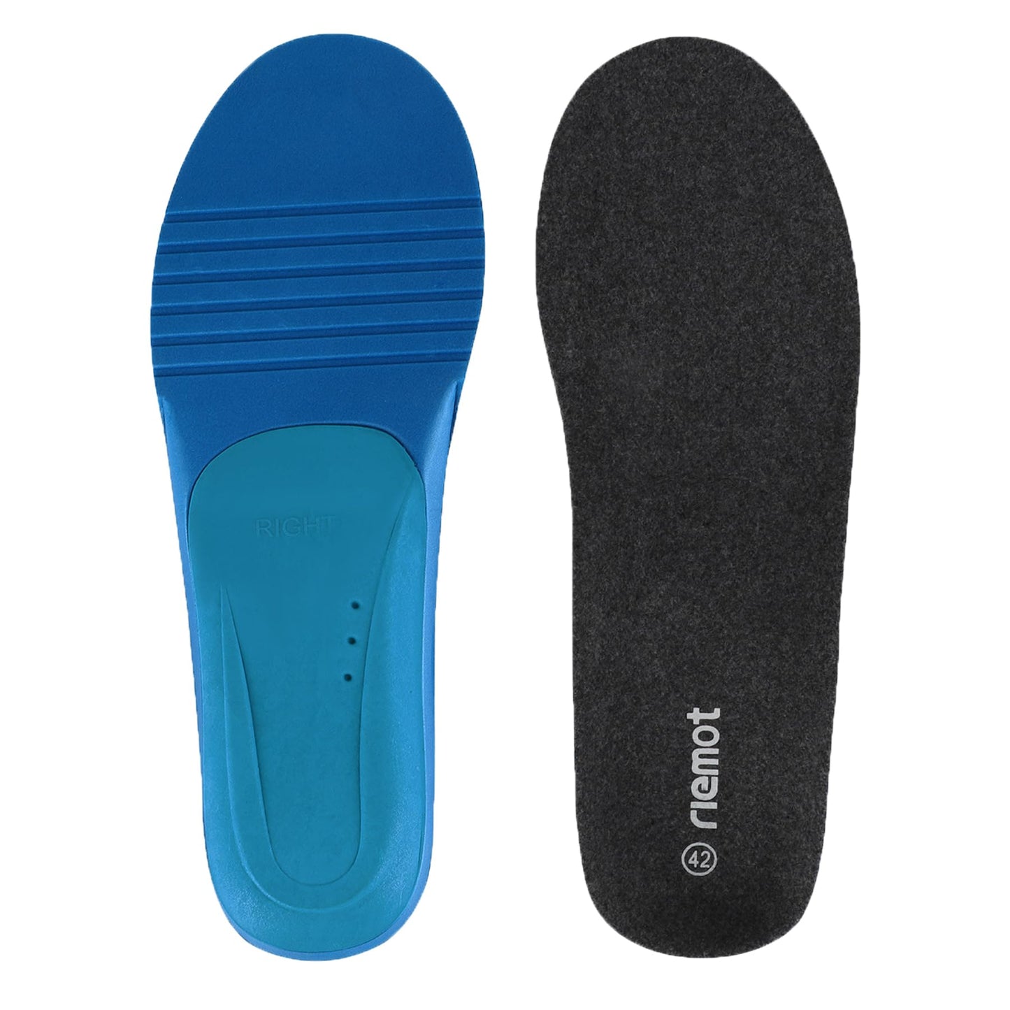 riemot Merino Wool Felt Insoles for Men Women, Cushioned Arch Support Shoe Inserts Relieve Foot Pains, Sport Insole Replacement Inserts for Boots Sneakers Grey EU 46 WN420